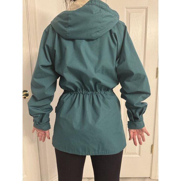 Vintage Altra Womens Hooded Jacket Small Teal & Beige Adjustable Waist & Cuffs - Picture 2 of 8